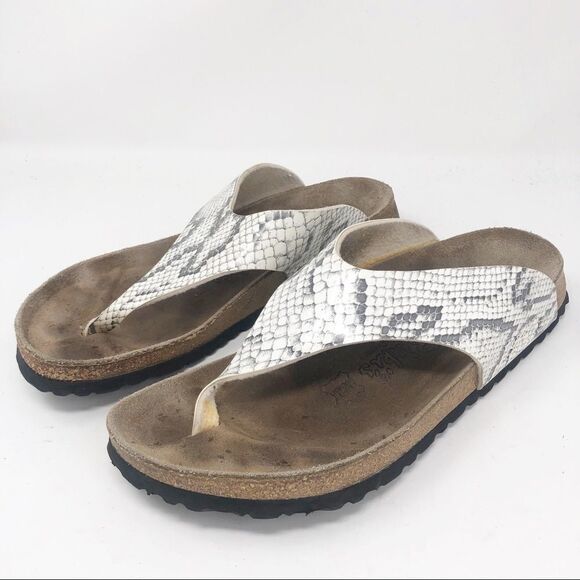 BIRKENSTOCK | Snake Print Birki’s White Gray L9 - Picture 1 of 10